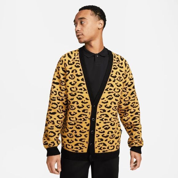 Nike Sportswear Circa Cardigan Leopard Black Wheat - Picture 1 of 9